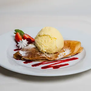 Panqueque Dulce de Leche y Helado