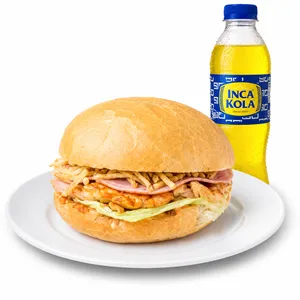 Combo 9 (1 suprema + 2 quesos + 2 jamones+ gaseosa +papas al hilo, cremas y ensaladas )