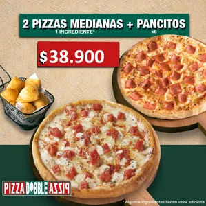 2 Pizzas Medianas + Pancitos x6