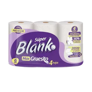 PAPEL HIGIENICO SUPER BLANKO MAX GRUESITO 4 HOJAS 6UNI