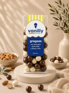 Grageas almendras chocolate blanco y leche 80 g