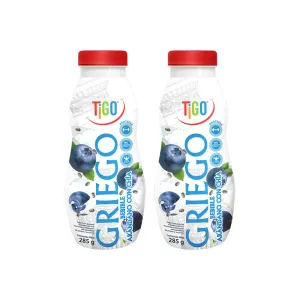 Pack 2 Yogurt Tigo Griego Bebible Arandano Con Chia Botella X 285 Gr