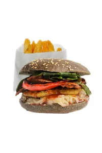 Burger Vegan bacon + Papas