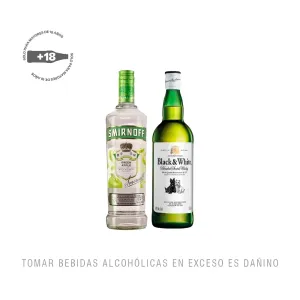 Pack (1 Vodka Smirnoff Green Apple 0.7L + 1 Black & White 0.7L)
