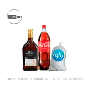 Pack (1 Coca Cola Sin Azúcar x 1.5 Lt + 1 Ron Barcelo Añejo x 750 Ml + Hielo 1.5 Kg)