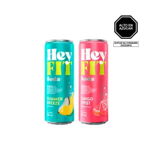 Pack (1 Hey Fit Pina Colada Lata 355Ml + Hey Fit Toronja - Camu Camu Lata 355Ml)