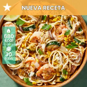 Kit: Espagueti cremoso con camarones al limón, maíz y zucchini