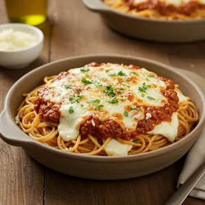 Fettuccini al Ragú a la Parmigiana