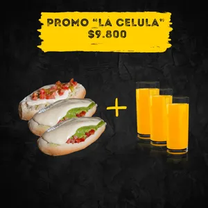 Promo La Célula: 3 completos + 3 jugos