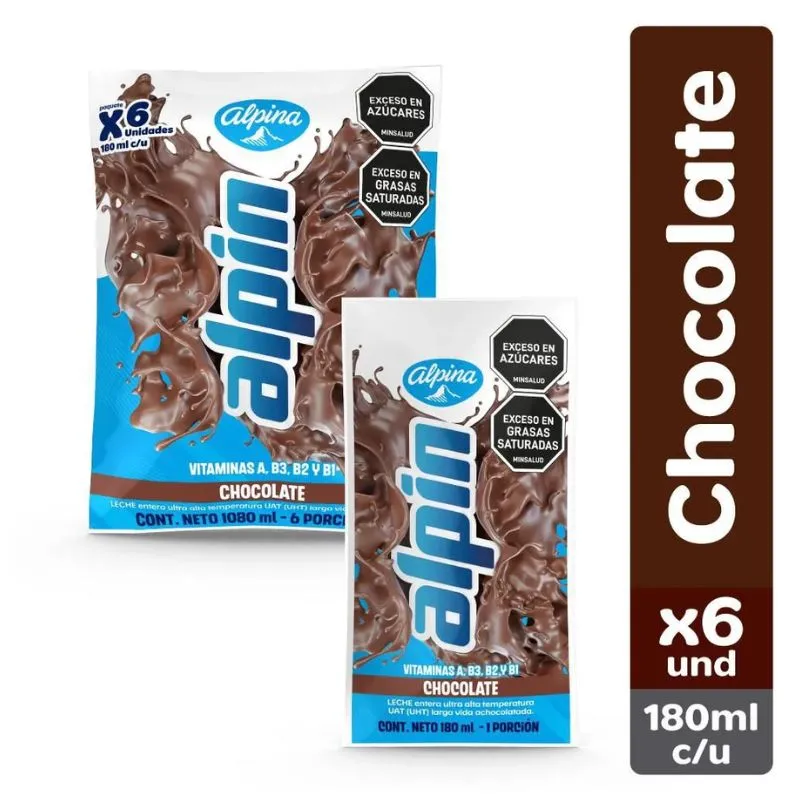 Sixpack leche achocolatada alpin alpina x 180 ml