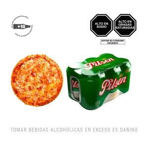 Pack (1 Pizza familiar americana + 1 six pack Pilsen 355 ml)