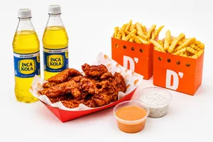 Pack 8 tenders (2 sabores a elección) + 2 papas + 2 dips + 2 gaseosas