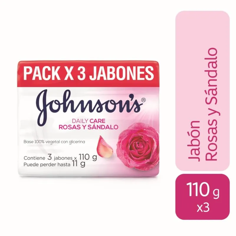 Tripack Jabon Johnsons Rosas y Sandalo x 110 grs