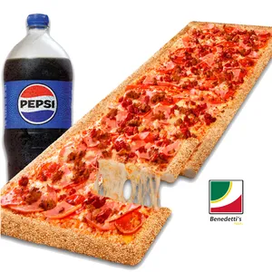 Mega Pizza de  especialidad + 1 refresco de 1.5 lts  por  $614.00