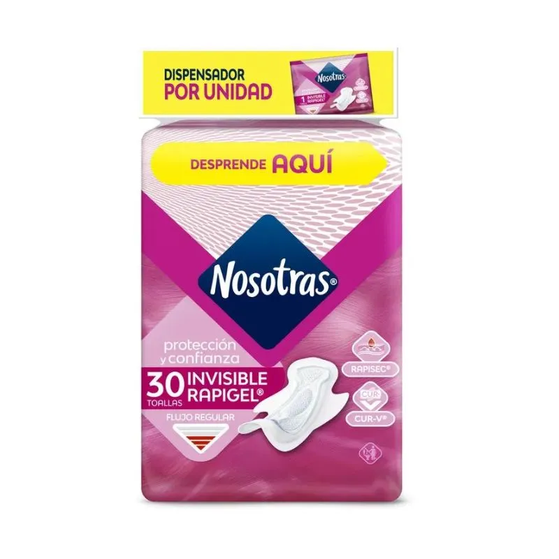 Toallas higienicas nosotras invisible rapigel x 30 unds