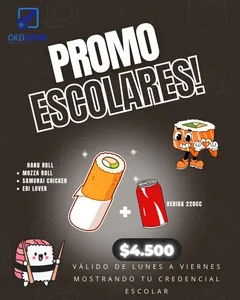Promo Escolar: Handroll + Bebida 200cc