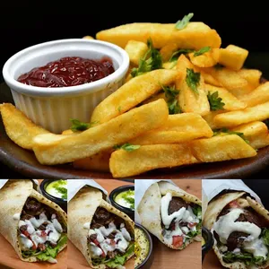 4 shawarmas + 2 papas fritas