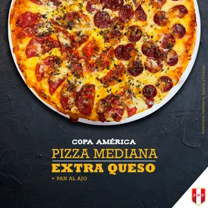Extra queso: Pizza Mediana + Pan al ajo