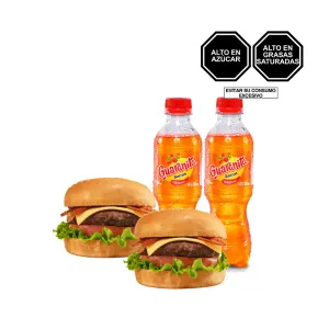 Pack (2 Guarana x 300 Ml + 2 Hamburguesa Queso Y Tocino)