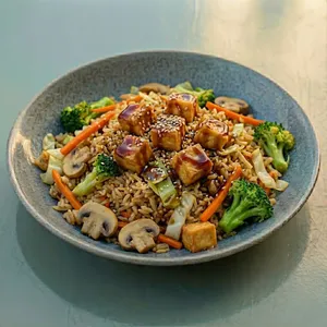Rice wok tofu teriyaki