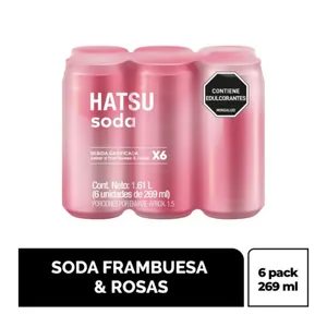 Sixpack soda hatsu frambuesa y rosas x 310 ml lata