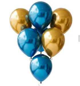Globos Cromados Dorado y Azul X6