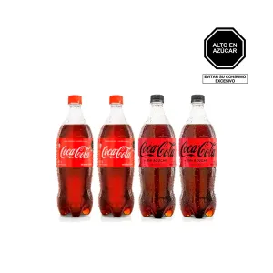 Pack (2 Coca Cola x 1 Lt + 2 Coca Cola Sin Azúcar Pet x 1 Lt)