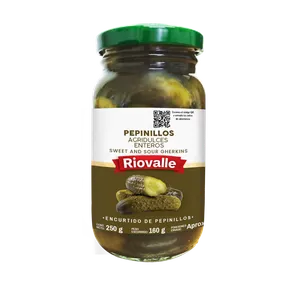 Pepinillos agridulces enteros riovalle x 250 grs