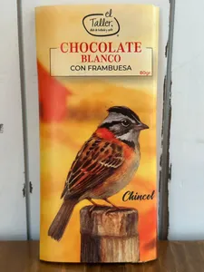Barra de Chocolate Blanco con Frambuesas. 80 gr