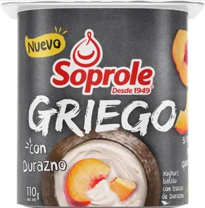 Yogurt griego soprole trozos durazn 110 gr