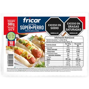 SALCHICHA FRICAR SUPER PERRO X 500 GRS