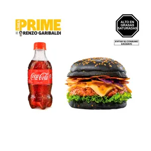 Pack (Hamburguesa Prime Black Brava Renzo Garibaldi + Coca Cola Sin Azucar 300ml)