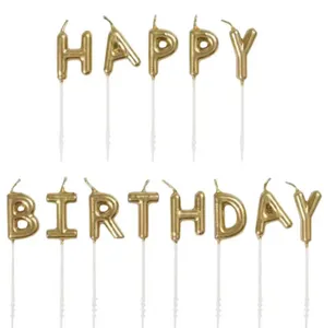 Vela happy birthday dorada