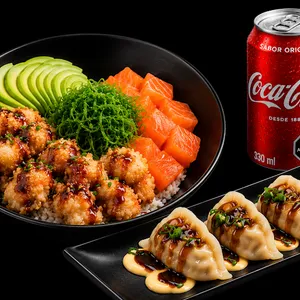 Gohan Camarón Furai Kings + Bebida + 3 Unid de Gyozas Nikkei