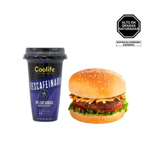 Pack (Hamburguesa De Res Tambo 1 Und + Café Helado Coolife Descafeinado Vaso 230 Ml)