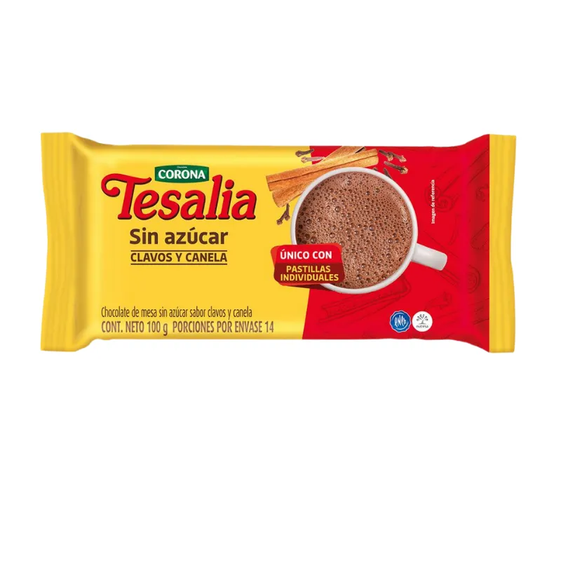 CHOCOLATE TESALIA CLAVOS Y CANELA X 100GR SIN AZUCAR CHOCOLATE TESALIA CLAVOS Y CANELA X 100GR SIN AZUCAR