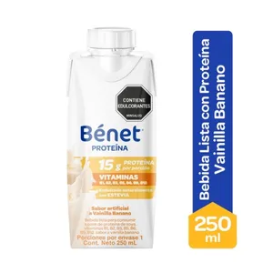 Bebida base proteína benet vainilla banano x 250 ml
