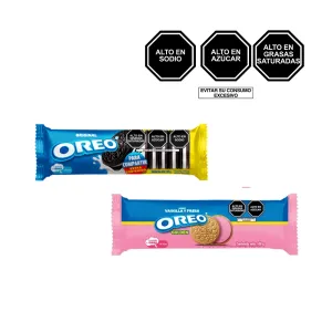 Pack (1 Galleta Oreo Regular Rollo 135 Gr + 1 Galleta Oreo Fresa Rollo 108 Gr)