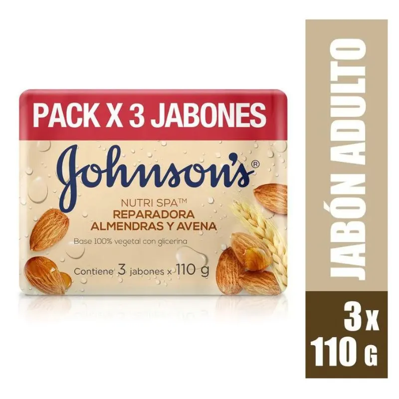 Tripack Jabon Johnsons Almendras y Avena x 110 grs