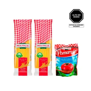 Pack (2 Tallarín Molitalia 450 gr + 1 Salsa de Tomate Pomarola 145 gr)