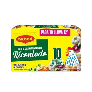 Caldo de gallina maggi desmenuzado ricontodo x 108 grs paga 10 lleva 12