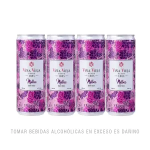 Pack  (04 Vino Viña Vieja Malbec Lata 355 Ml)