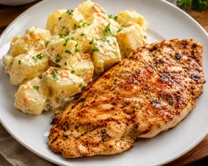 Pollo a la plancha con Papas Mayo