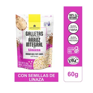 Galleta arroz karavansay 60 g integral con linaza doypack