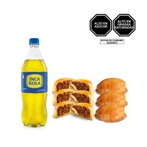 Pack (3 Empanada De Carne + 3 Empanada De Pollo + 1 Inca Kola x 1 Lt)