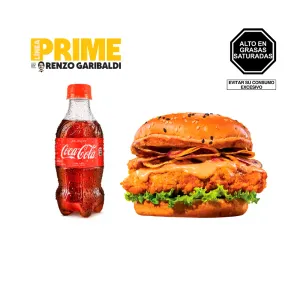 Pack (Hamburguesa Prime Chicken Diablo Renzo Garibaldi + Coca Cola Sin Azucar 300ml)