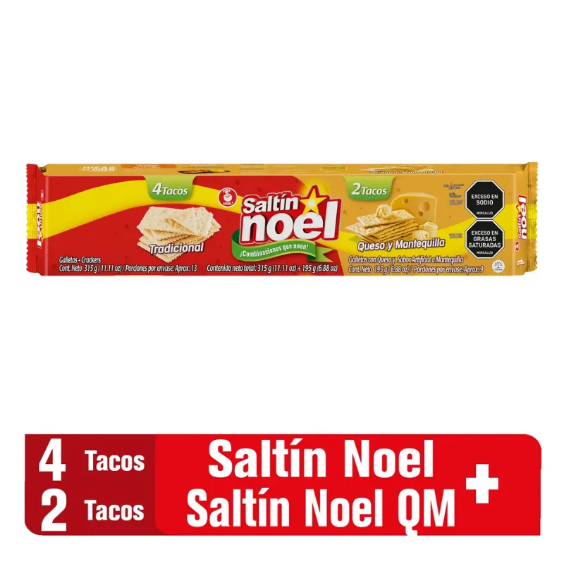 GALLETAS SALTIN NOEL 4 TACOS TRADICIONAL + 2 TACOS QUESO Y MANTEQUILLA GALLETAS SALTIN NOEL 4 TACOS TRADICIONAL + 2 TACOS QUESO Y MANTEQUILLA