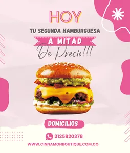 Tu segunda Hamburguesa a mitad de precio!!!