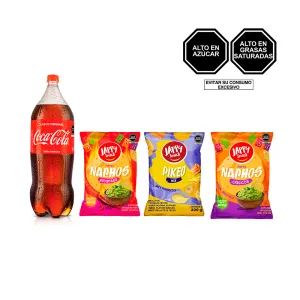 Pack (Nachos Jappy Snack Picantes 200 Gr + Original + Mix Pikeo Jappy Snack Original 200 Gr + Gaseosa Coca Cola 2.25 L)