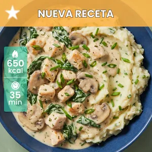 Kit: Fricasé cremoso de pollo y champiñones sobre puré de papa y espinacas-152